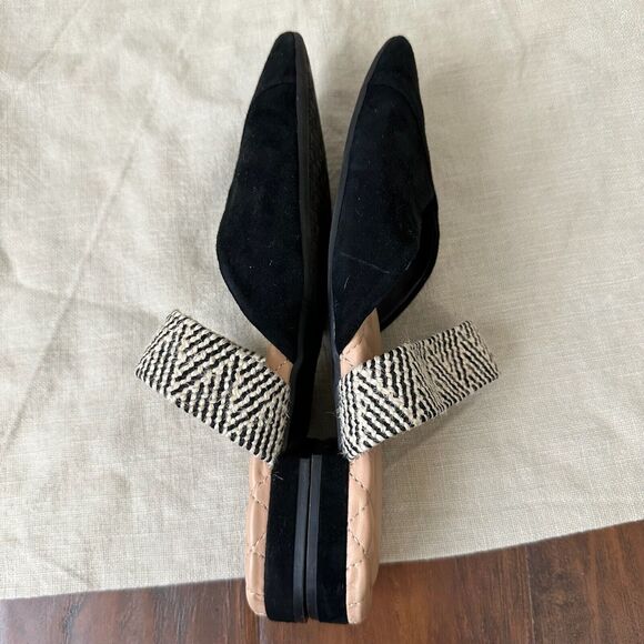 BIRDIES The Swan Black Cuff Suede Pointed Toe Mules Slip-On - Picture 4 of 9